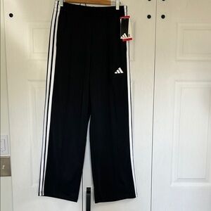 NWT- adidas Black Track Pants with White Three-Stripe Side Detail